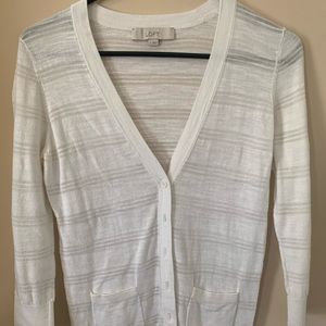 Ann Taylor Loft white 3/4 sheer sweater size S